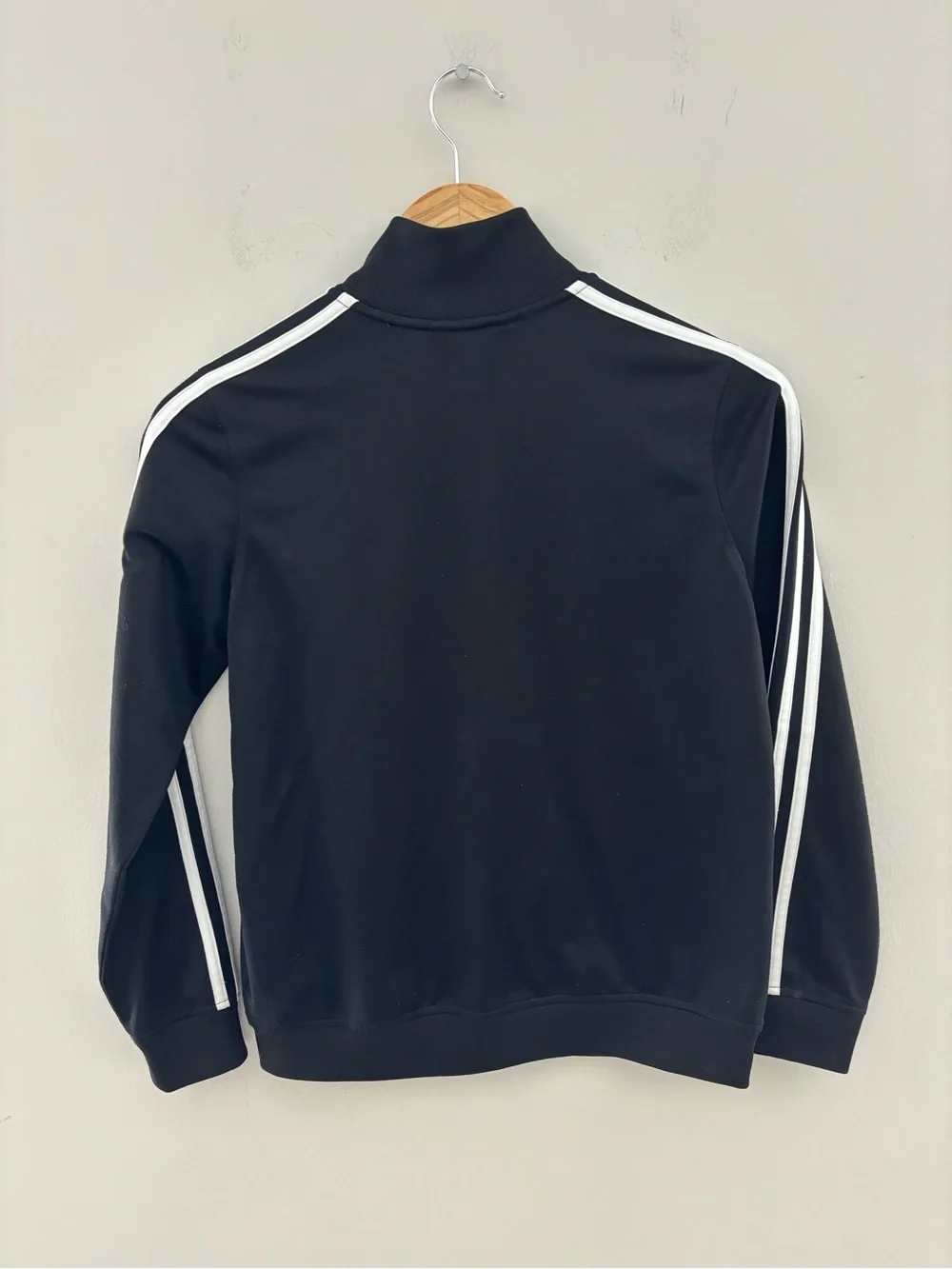 Adidas Youth Track Jacket Black White 3 Stripe Full Zip Athletic Jacket Size M
